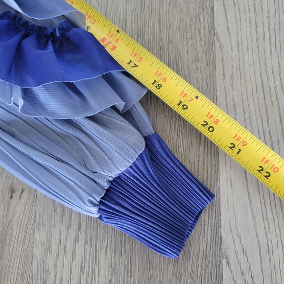 TUCKERNUCK BEULAH STYLE Long Blue Ombre Stretch Pleat Flower Sleeve Dress ALL - Picture 9 of 10